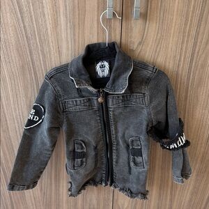 Kids Black Distressed Denim Jacket